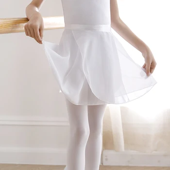 Взрослая юбка для балетных танцев из шифона для девочек, тренировочный класс, до половины длины с завязкой на талии, костюмы для балерин для подростков, тренировочные женские костюмы 1