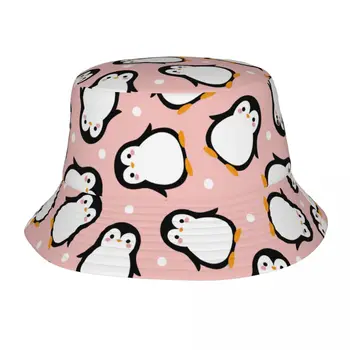Женские шляпы-бобы с милым мультяшным пингвином, Жаркие летние головные уборы, Спортивная Рыбацкая шляпа, Розовая панамка с мультяшным животным, Идея подарка 1