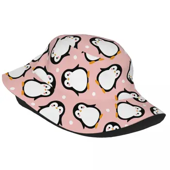 Женские шляпы-бобы с милым мультяшным пингвином, Жаркие летние головные уборы, Спортивная Рыбацкая шляпа, Розовая панамка с мультяшным животным, Идея подарка 2