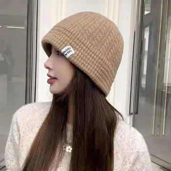 Осенне-зимняя удобная женская шерстяная вязаная рыбацкая шапка, новая корейская версия, теплая шапка для бассейна, небольшое лицо, прилив 1
