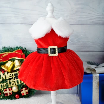 Рождественские платья для собак, одежда для маленьких собак, Рождественский косплей, платье для кошек, новогоднее праздничное нарядное платье для щенков принцессы 1
