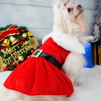 Рождественские платья для собак, одежда для маленьких собак, Рождественский косплей, платье для кошек, новогоднее праздничное нарядное платье для щенков принцессы 2