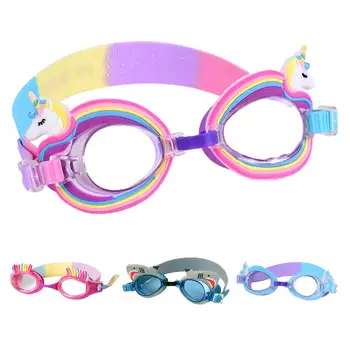 Милые детские мультяшные очки для плавания для девочек Силиконовые водонепроницаемые очки для плавания С регулируемым ремешком для мальчиков и девочек 1