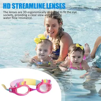 Милые детские мультяшные очки для плавания для девочек Силиконовые водонепроницаемые очки для плавания С регулируемым ремешком для мальчиков и девочек 2