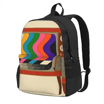 Нет сигнала, школьный рюкзак большой емкости, сумки для ноутбуков, ретро-телевизор 60-Х 70-х, заводная Психоделическая радуга