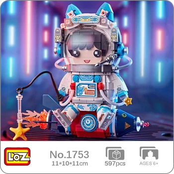 LOZ 1753 Космическое Приключение Кот Астронавт Мальчик Ракета Звезда Космонавт Кукла Модель Мини Блоки Кирпичи Строительная Игрушка Для Детей Без Коробки 1