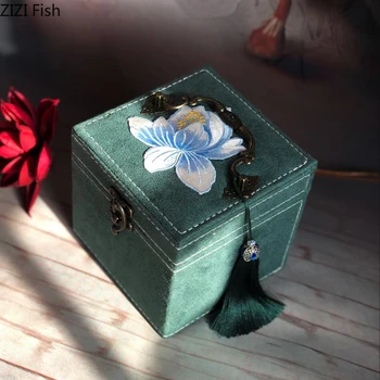 Несколько Стилей Трехслойный Ящик Для Хранения Цветочной Вышивки Коробка Для Макияжа Браслет Органайзер Ювелирных Изделий Серьги Ожерелье Подвесной Стеллаж 2