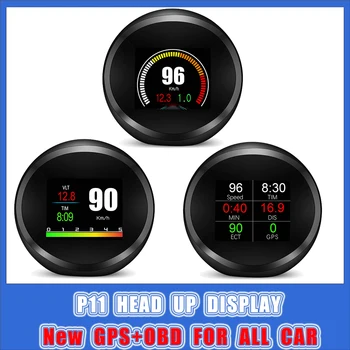 P11 OBD2 GPS Автоматический HUD-дисплей Температура мочи, расход топлива Высокоточный компас-инклинометр для всех автомобилей 2