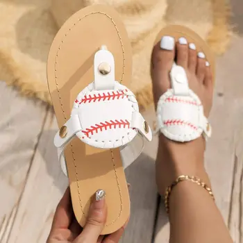 Женские летние модные бейсбольные сандалии, тапочки на плоской подошве, Повседневные удобные шлепанцы на щиколотке, Римская обувь для пляжных путешествий, Песок 2