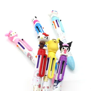 6шт Sanrio Kuromi My Melody 6 цветов Шариковая ручка-маркер для девочек DIY Многофункциональная шариковая ручка-роллер Канцелярский подарок для учеников 1