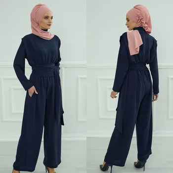 Мусульманские комплекты, комбинезон, женская элегантная Свободная мусульманская абайя для женщин (в комплект не входит хиджаб), Один размер подходит всем (36-38 размер) 1