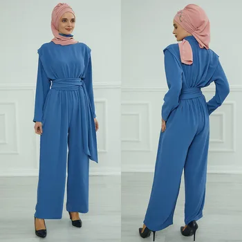 Мусульманские комплекты, комбинезон, женская элегантная Свободная мусульманская абайя для женщин (в комплект не входит хиджаб), Один размер подходит всем (36-38 размер) 2