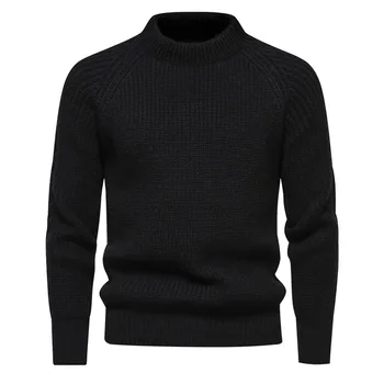 Высококачественный осенний бестселлер, новый круглый вырез, жаккардовый дизайн в объемную полоску, мягкий мужской свитер с длинными рукавами 2
