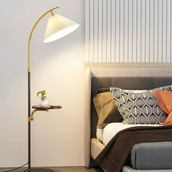 Современный светодиодный торшер AiPaiTe черного / золотого цвета для гостиной, спальни, кабинета, тканевые торшеры с регулируемой высотой