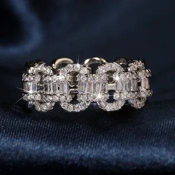 Новые кольца-цепочки из серебра 925 пробы для девочек, звено витой геометрической формы, простое стильное женское обручальное кольцо, Высококачественная модная бижутерия 1