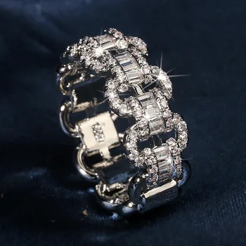 Новые кольца-цепочки из серебра 925 пробы для девочек, звено витой геометрической формы, простое стильное женское обручальное кольцо, Высококачественная модная бижутерия 2