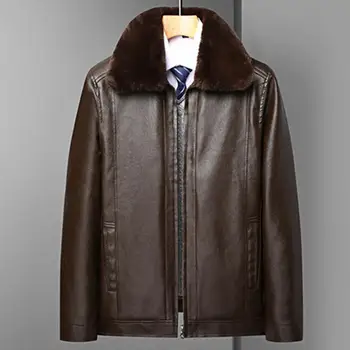 Мужская куртка из искусственной кожи, пиджак-пальто, стильные мужские куртки из искусственной кожи на осень-зиму, Ветрозащитная планка на молнии с длинным рукавом. 2