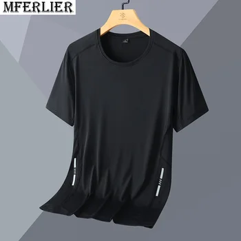 летняя мужская быстросохнущая футболка с коротким рукавом mferlier дышащая плюс размер 8XL 66 топы тройники Тренажерный зал топ 2
