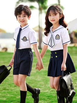 Униформа детского сада летняя выпускная форма начальной школы темно-синяя юбка для школьной формы летний костюм униформа детского класса 2