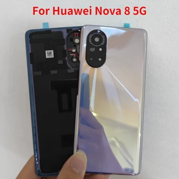 Оригинальное Заднее Стекло Для Huawei Nova 8 5G ANG-AN00 Задняя Крышка Батарейного Отсека Корпус Задней Двери Чехол с Заменой объектива Камеры 1