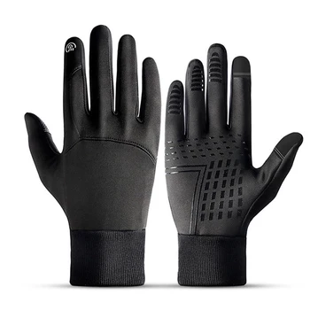 Перчатки с сенсорным экраном, спортивные перчатки, отзывчивые и нескользящие, подходят для катания на лыжах, альпинизма, велоспорта Черного цвета 1