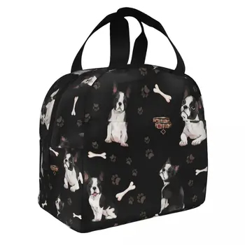 Милая сумка для ланча с собакой Бостон-терьер, Портативный изолированный холщовый кулер, Термосумка для пикника для женщин и детей 2
