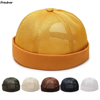 Дышащая сетчатая кепка-дыня, Летняя шляпа унисекс без полей, хип-хоп тюбетейка, Уличные шапочки, Модные матросские кепки, полые 1