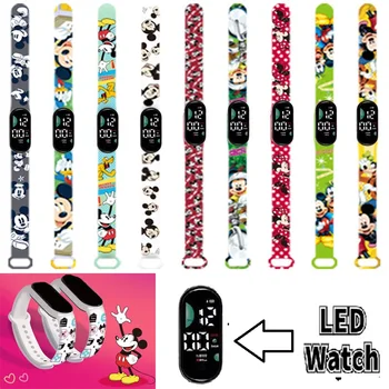 Детские часы Disney Mickey, аниме Belle princess, светодиодные сенсорные водонепроницаемые электронные детские часы, Праздничный подарок 1