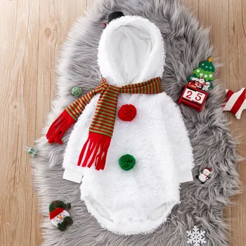 Рождественский наряд Umorden Baby, костюм снеговика, комбинезон, боди, толстовка с капюшоном, флис, зима, 6-12 м, 12-24 м, длинный рукав 1