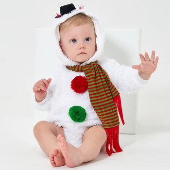 Рождественский наряд Umorden Baby, костюм снеговика, комбинезон, боди, толстовка с капюшоном, флис, зима, 6-12 м, 12-24 м, длинный рукав 2