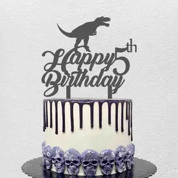 Персонализированный топпер для торта с динозавром, изготовленный на заказ мультяшный динозавр с Днем рождения, топпер для торта на день рождения 1