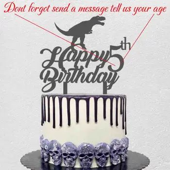 Персонализированный топпер для торта с динозавром, изготовленный на заказ мультяшный динозавр с Днем рождения, топпер для торта на день рождения 2