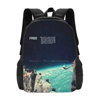Бесплатные Новые поступления сумок унисекс Студенческая сумка рюкзак Винтажный Collageart Space People Sight Sky Diver Free Belief Universe
