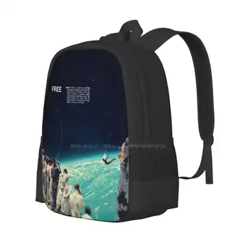 Бесплатные Новые поступления сумок унисекс Студенческая сумка рюкзак Винтажный Collageart Space People Sight Sky Diver Free Belief Universe 2