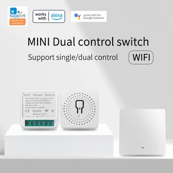 Модуль Wifi MINI Smart Switch16A, совместимый с 2-полосными переключателями, дистанционное голосовое управление с приложением Alexa Home 2