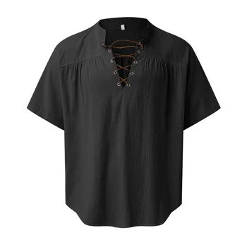 Новая Ренессансная Средневековая Пиратская рубашка с коротким рукавом, костюм рыцаря, рубашка для косплея, Хиппи, Готический Пиратский корсет, рубашка 1