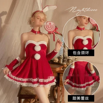 Новое рождественское 2023 сексуальное платье без бретелек pure maid с милым кружевным подолом 1
