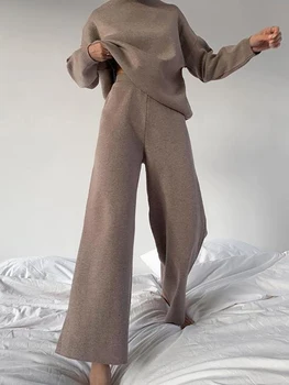 Драповые широкие брюки с высокой талией, осенне-зимние свободные трикотажные мешковатые брюки с прямыми штанинами, корейская модная повседневная женская одежда на шнуровке купить онлайн / Ручки для рисования ~ Manhattan-realt.ru 11