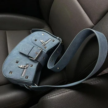 Летняя ретро мода Y2k Джинсовая сумка подмышками, сумка-тоут, крутые заклепки, женская сумка большой емкости, кошелек, женские сумки для рук 1