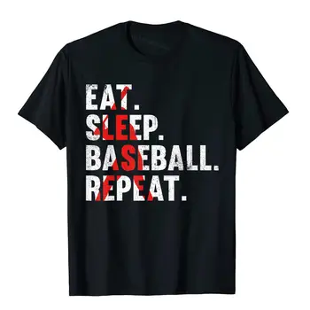 Eat Sleep Baseball Repeat Забавная мужская футболка для любителей спорта, футболки для мужчин, хлопковые топы, недорогие рубашки 1