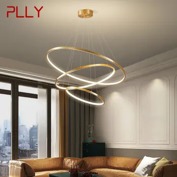 Подвесной светильник PLLY Nordic Copper из роскошного золота, простое кольцо, Латунный подвесной светильник, декор для дома, гостиной, отеля 1