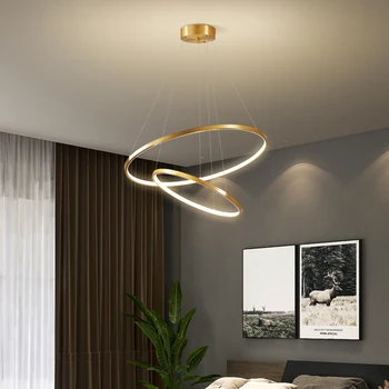 Подвесной светильник PLLY Nordic Copper из роскошного золота, простое кольцо, Латунный подвесной светильник, декор для дома, гостиной, отеля 2
