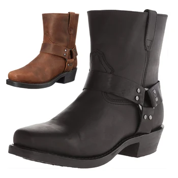 Мужские кожаные ботинки с боковой молнией, ковбойские ботинки в стиле Вестерн, мужские короткие ботинки в стиле ретро, легкие комфортные ботинки для улицы, большой размер 48 1