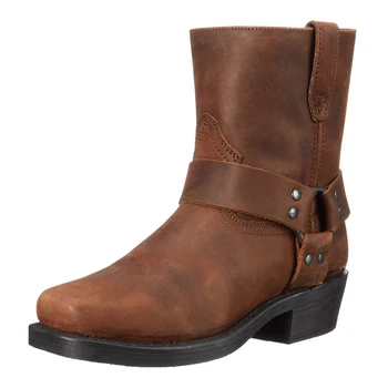 Мужские кожаные ботинки с боковой молнией, ковбойские ботинки в стиле Вестерн, мужские короткие ботинки в стиле ретро, легкие комфортные ботинки для улицы, большой размер 48 2