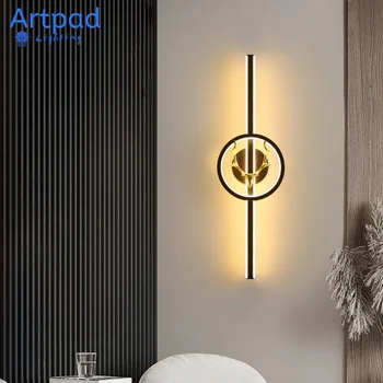 Настенный светильник для гостиной LED TV Wall Background Light Gold Blakc Роскошные прикроватные лампы для спальни Nordic Deer Длинный настенный светильник 1