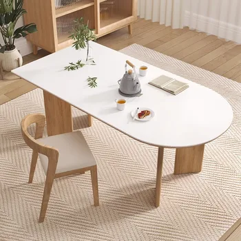 Обеденный стол в скандинавском минималистичном стиле, Современный дизайн Гостиной, Расслабляющий обеденный стол, рассчитанный на 6 человек, экономящих кухонное пространство, украшение mesa comedor 1