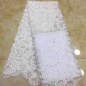 Laatste afrikaanse tulle lace stof hoge hoge kwaliteit 2017 netto franse kant stof met 3D Bloemen voor lace avond dresses 2