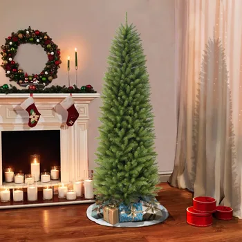 6,5-дюймовая искусственная рождественская елка с подставкой, Зеленое украшение без груза, Рождественские украшения для домашних елок 2