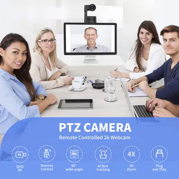 4K PTZ Веб-камера AI С Автоматическим Кадрированием 3-КРАТНЫЙ Цифровой Зум Защита конфиденциальности Управление Жестами USB-Камера с Микрофоном для Видеозвонков Youtube 2