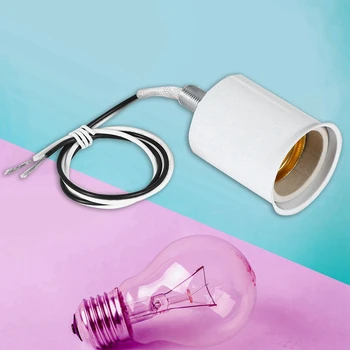 Керамическая винтовая основа 5X E27, круглая светодиодная лампочка, адаптер для розетки, Металлический держатель лампы с проводом, белый 2
